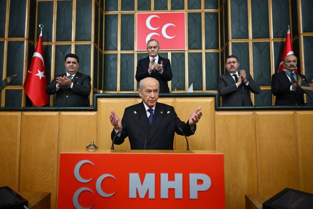 Turkiye s Nationalist Movement Party (MHP) Group Meeting ANKARA, TURKIYE - FEBRUARY 03: Turkiye s Nationalist Movement Party (MHP) leader Devlet Bahceli makes a speech during his party s group meeting at the Turkish Grand National Assembly in Ankara, Turkiye on February 03, 2026. Harun Ozalp Anadolu Ankara Turkey. Editorial use only. Please get in touch for any other usage.  Copyright: x2026xAnadoluxHarunxOzalpx