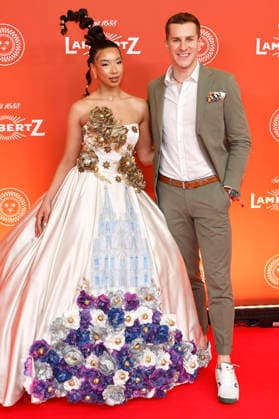 Lukas Sauer with model at the 25 Lambertz Monday Night in the MMC Studios Cologne, 02 02 2026 Foto:xR.xSchmiegeltx xFuturexImagex lambertz_6316