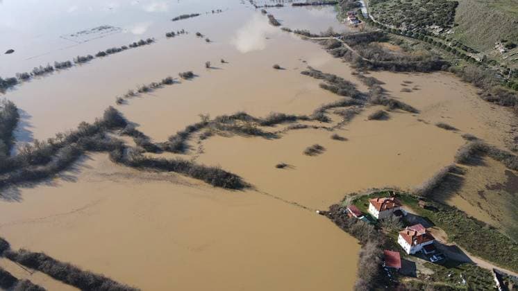 Flooded Farmland in Mugla After Heavy Rainfall MUGLA, TURKIYE - FEBRUARY 3: An aerial view shows agricultural fields submerged under water after three days of heavy rainfall in the Dugerek neighborhood of the Mentese district in Mugla, Turkiye, on February 3, 2026. Durmus Genc Anadolu Mugla Turkey. Editorial use only. Please get in touch for any other usage.  Copyright: x2026xAnadoluxDurmusxGencx