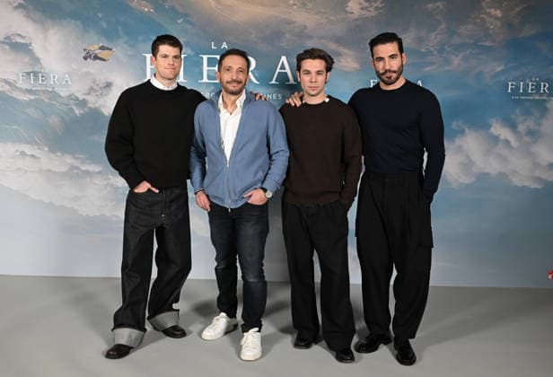 Photocall of the film La Fiera in Madrid Miguel Bernardeau, Salvador Calvo, Carlos Cuevas and Miguel Ángel Silvestre pose during the presentation of the film La Fiera at the Hotel Barceló Torre de Madrid, on February 03, 2026, in Madrid Spain The film delves into the universe of BASE jumping in wingsuits, one of the most extreme and fascinating disciplines of extreme sports, to build a deeply human story PHOTOCALL CINE FILM ACTOR 03 FEBRUARY 2026 José Madrid Madrid Spain  Copyright: xJosÃ xOlivax 7262384