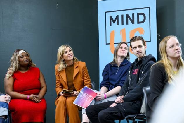 Tilburg, The Netherlands, 2026-02-03 14:29:43 TILBURG, February 14, 2026, Mind Us. Queen Maxima, honorary chair of the MIND Us Foundation, visits the municipality of Tilburg as part of the MIND Us Leading Locals network. Tilburg is one of eleven leading municipalities participating in the network. PHOTO: NLBeeld Patrick van Emst Credit: NL Beeld Patrick van Emst  Copyright: xx x
