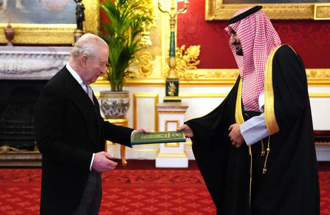 . 03 02 2026. London, United Kingdom. Prince Abdullah Bin Khaled Al Saud, Ambassador from the Kingdom of Saudi Arabia, presents his credentials during an audience with King Charles III at St James s Palace in London  xPoolx xi-Imagesx IIM-26543-0002