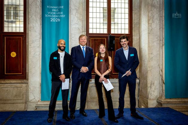 03-02-2026 Amsterdam King Willem-Alexander attended the 2026 Royal Award for Modern Painting in the Burgerzaal at the Dam palace in Amsterdam. Winners: Gideon van Gameren and Lorian Gwynn and Dion Rosina are recognized and received this incentive prize, which includes a sum of 9,000 euro. Â  Copyright: xPPEx