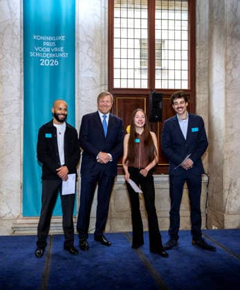 03-02-2026 Amsterdam King Willem-Alexander attended the 2026 Royal Award for Modern Painting in the Burgerzaal at the Dam palace in Amsterdam. Winners: Gideon van Gameren and Lorian Gwynn and Dion Rosina are recognized and received this incentive prize, which includes a sum of 9,000 euro. Â  Copyright: xPPEx