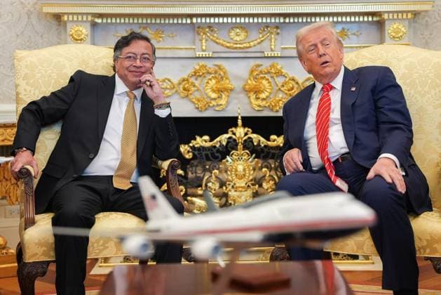 US President Trump - Colombian President Petro meeting in Washington WASHINGTON DC, UNITED STATES - FEBRUARY 3: (----EDITORIAL USE ONLY - MANDATORY CREDIT - COLOMBIAN PRESIDENCY PRESS OFFICE HANDOUT - NO MARKETING NO ADVERTISING CAMPAIGNS - DISTRIBUTED AS A SERVICE TO CLIENTS----) US President Donald Trump meets with the Colombian Presiden Gustavo Petro during an official meeting at the Oval office in Washington D.C, USA on February 3, 2026. Colombian Presidency Press Office Anadolu Washington D.C United States. Editorial use only. Please get in touch for any other usage.  Copyright: x2026xAnadoluxColombianxPresidencyxPressxOfficex