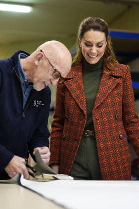 Princess of Wales visits Hiut Denim factory in Cardigan, Wales, 03 February 2026 The Princess of Wales is shown how to cut material during a visit to Hiut Denim, a family-owned company based in Cardigan, designing and manufacturing premium jeans entirely in the UK. Hiut was founded in 2011 to bring the knowledge and skill of jean-making back to Cardigan, where production began in the 1960s. Picture date: Tuesday February 3, 2026., Credit:Aaron Chown Avalon UK, Cardigan  Copyright: xAaronxChownx xAvalonx 1071788500