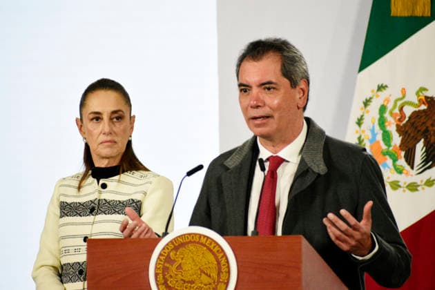 MexicoÃ¢â‚¬â ¢s President Claudia Sheinbaum Pardo is seen behind while Finance and Public Credit Minister, Edgar Amador Zamora speaking about the Public Infrastructure Investment Plan for Development with Well-being 2026-2030 during a press conference at National Palace. on February 3, 2026 in Mexico City, Mexico. Mexico City Mexico - ZUMAe321 20260203_zia_e321_010 Copyright: xLuisxBarronx