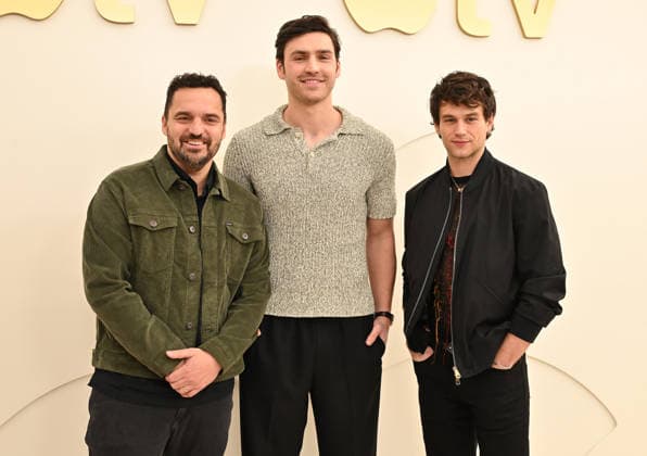 Apple TV Press Day Jake Johnson, Charlie Hall and Brandon Flynn arriving to Apple TV Press Day at Barker Hanger on February 03, 2026 in Santa Monica, CA. Santa Monica Barker Hanger California USA Copyright: xLISAxOConnor AFF-USA.comx