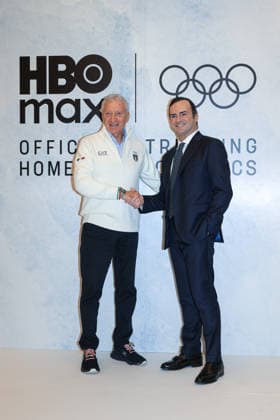 Milan, HBO Max, Official Streaming Home of the Olympics, photocall to present streaming coverage of the XXV Winter Olympic Games Milan Cortina 2026. Pictured: Alessandro Araimo (CEO Warner Bros Discovery Southern Europe), Luciano Buonfiglio (CONI President)  Copyright: xAlessandroxBremecx xipa-agency.netx xx IPA_Agency_IPA70936522