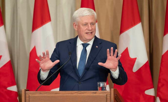 February 3, 2026, Ottawa, On, Canada: Former prime minister Stephen Harper speaks during a ceremony for his official portrait unveiling in Ottawa, on Tuesday, Feb. 3, 2026. Ottawa Canada  - ZUMAc35_ 20260203_zaf_c35_090 Copyright: xAdrianxWyldx