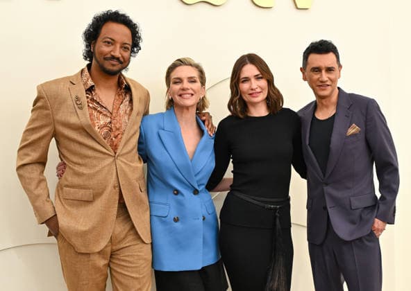 Apple TV Press Day Rhea Seehorn, Karolina Wydra and Carlos-Manuel Vesga arriving to Apple TV Press Day at Barker Hanger on February 03, 2026 in Santa Monica, CA. Santa Monica Barker Hanger California USA Copyright: xLISAxOConnor AFF-USA.comx