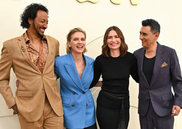Apple TV Press Day Rhea Seehorn, Karolina Wydra and Carlos-Manuel Vesga arriving to Apple TV Press Day at Barker Hanger on February 03, 2026 in Santa Monica, CA. Santa Monica Barker Hanger California USA Copyright: xLISAxOConnor AFF-USA.comx