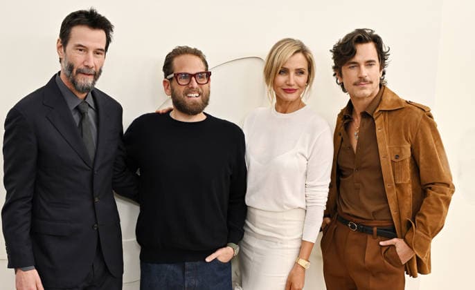 03 February, 2026 - Los Angeles, California - Keanu Reeves, Jonah Hill, Cameron Diaz, Matt Bomer . Apple TV Press Day held at Barker Hangar in Los Angeles. Santa Monica USA - ZUMAa123 20260203_zaa_a123_269 Copyright: xADx