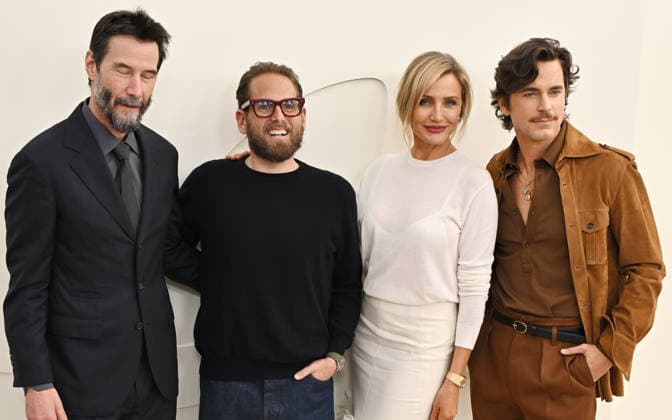 03 February, 2026 - Los Angeles, California - Keanu Reeves, Jonah Hill, Cameron Diaz, Matt Bomer . Apple TV Press Day held at Barker Hangar in Los Angeles. Santa Monica USA - ZUMAa123 20260203_zaa_a123_284 Copyright: xADx