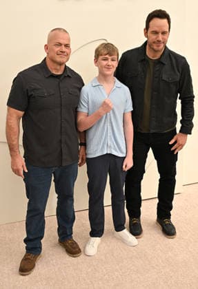 03 February, 2026 - Los Angeles, California - Jocko Willink, Jude Hill, Chris Pratt. Apple TV Press Day held at Barker Hangar in Los Angeles. Santa Monica USA - ZUMAa123 20260203_zaa_a123_477 Copyright: xADx