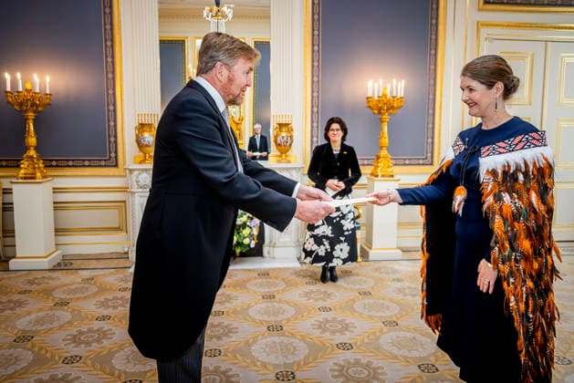 04-02-2026 Palace King Willem-Alexander during the credentials (geloofsbrieven) of the Ambassador of New Zealand, Her Excellency C.M. Frater, at palace Noordeinde in The Hague. Â  Copyright: xPPEx