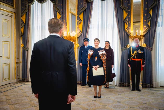 04-02-2026 Palace King Willem-Alexander during the credentials (geloofsbrieven) of the Ambassador of New Zealand, Her Excellency C.M. Frater, at palace Noordeinde in The Hague. Â  Copyright: xPPEx
