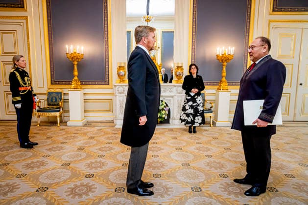 04-02-2026 Palace King Willem-Alexander during the credentials (geloofsbrieven) of the Ambassador of the Republic of Kazakhstan, His Excellency A. Rakhmetullin, at palace Noordeinde in The Hague. Â  Copyright: xPPEx