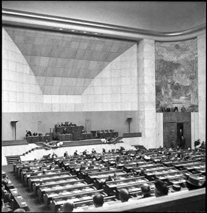 RECORD DATE NOT STATED Last League of Nations session at Palais des Nations, Geneva 1946 Last League of Nations session at Palais des Nations, Geneva 1946 Copyright: 1032_16_RDB00300673