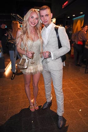 Eric Stehfest with girlfriend Franziska Temme at the PROMIS UNTER PALMEN season premiere at Cinenova in Cologne on 04 02 2026