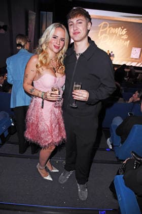Gina Beckmann, Leon Content at the PROMIS UNTER PALMEN season premiere at Cinenova in Cologne on 04 02 2026