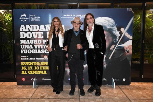 Milan, Preview of the Film Andando Dove Non So (Going Where I Don t Know), Mauro Pagani s life on the run. Pictured are Mauro Pagani, Cristiana Mainardi (director), and Manuel Agnelli.  Copyright: xSimonexComix xipa-agency.netx xComi Terenghix IPA_Agency_IPA70976664