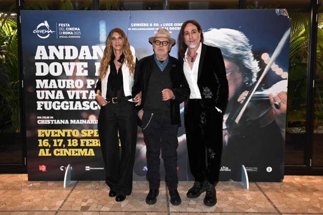 Milan, Preview of the Film Andando Dove Non So (Going Where I Don t Know), Mauro Pagani s life on the run. Pictured are Mauro Pagani, Cristiana Mainardi (director), and Manuel Agnelli.  Copyright: xSimonexComix xipa-agency.netx xComi Terenghix IPA_Agency_IPA70976665