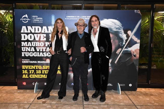 Milan, Preview of the Film Andando Dove Non So (Going Where I Don t Know), Mauro Pagani s life on the run. Pictured are Mauro Pagani, Cristiana Mainardi (director), and Manuel Agnelli.  Copyright: xSimonexComix xipa-agency.netx xComi Terenghix IPA_Agency_IPA70976666