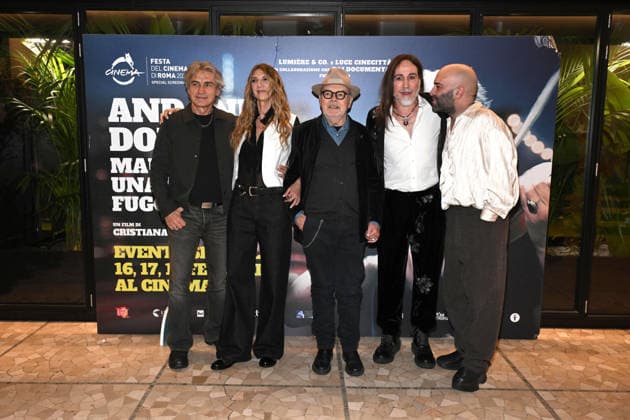 Milan, Preview of the Film Andando Dove Non So (Going Where I Don t Know), Mauro Pagani s life on the run. Pictured are Ligabue, Mauro Pagani, Cristiana Mainardi (director), Manuel Agnelli, and Giuliano Sangiorgi.  Copyright: xSimonexComix xipa-agency.netx xComi Terenghix IPA_Agency_IPA70976673