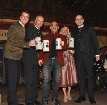Dr Joerg Lehmann New State Court Braeuhaus Director Dr Michael Moeller State Court Braeuhaus Director a D Diango Asuel Cabaret Artist Katja Wunderlich Presenter Albert Fueracker Minister of Finance Munich 04 02 2026 Court Braeuhaus Takeover New State Court Braeuhaus Director Dr Joerg Lehmann Photo Munich