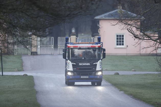 Removal lorry at Royal Lodge Windsor 04.02.2026. Skip Lorry at Andrew Mountbatten Windsor’s former home at Royal Lodge Windsor.  Copyright: xDougxSeeburgx NINTCHDBPICT001056404204