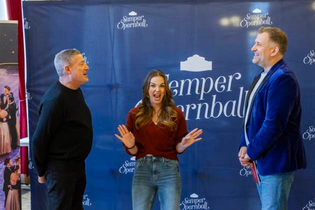SemperOperaball 2026 Media appointment before the SemperOperaball 2026, Joachim Llambi and Annika Lau, ball presenters, Rene Kindermann Dresden Saxony Germany