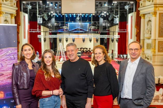 SemperOperaball 2026 Media appointment before the SemperOperaball 2026, Award winner, Annika Lau , Joachim Llambi, Ball presenters, Nora Schmid, Director Semperoper Dresden, Gerhard Müller, 1 Chairman of the Board of the Semper Opera Ball e V , Dresden Saxony Germany