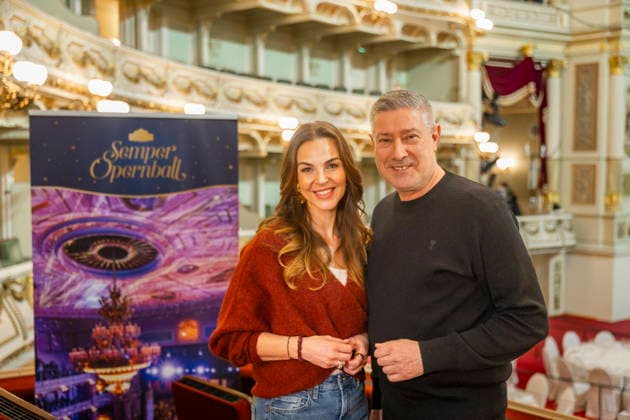 SemperOperaball 2026 Media appointment before the SemperOperaball 2026, Annika Lau , Joachim Llambi, Ball presenters Dresden Saxony Germany