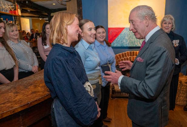. 05 02 2026. Dedham, United Kingdom. King Charles III and Queen Camilla during a visit to the Sun Inn in Dedham,Essex, United Kingdom  xPoolx xi-Imagesx IIM-26552-0002