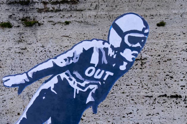 The new work by street artist Laika, entitled Ice out! , against the presence of ICE agents at the Milan-Cortina Olympics, appeared in Rome in front of the CONI headquarters on Viale Tiziano.  Copyright: xMatteoxNardonex xipa-agency.netx xMatteoxNardonex IPA_Agency_IPA70992710