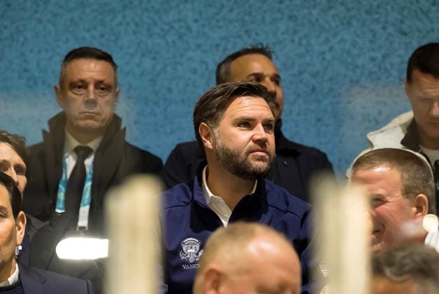February 5, 2026, Milan, Lombardy, Italy: United States Vice President, JD VANCE, cheers on the USA as they play against Team Czechia in the Preliminary Round Group B at the Milano Ice Park In Rho in MILAN, Italy during the 2026 Milano Corntina Winter Olympics. Team USA beats Team Czechia 5-1. Milan Italy - ZUMAa161 20260205_oly_a161_043 Copyright: xWalterxG.xArcex