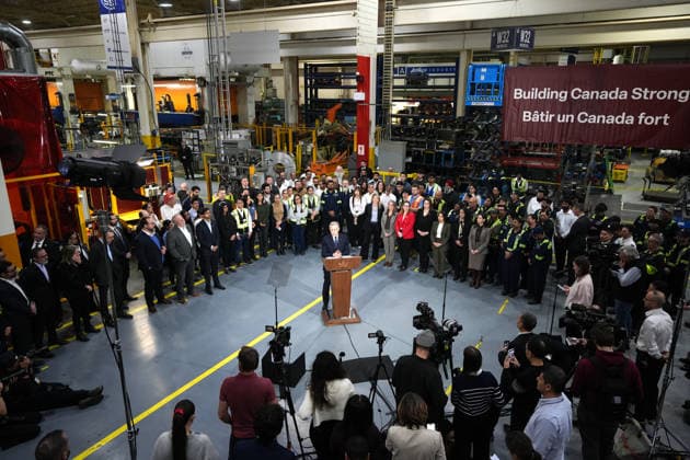 Prime Minister of Canada Mark Carney VAUGHAN, CANADA - FEBRUARY 5 : Canadian Prime Minister Mark Carney speaks during a press conference on Canada’s auto manufacturing sector at Martinrea auto parts manufacturing facility in Vaughan, Ontario, Canada on February 5, 2026. Mert Alper Dervis Anadolu Vaughan Canada. Editorial use only. Please get in touch for any other usage.  Copyright: x2026xAnadoluxMertxAlperxDervisx