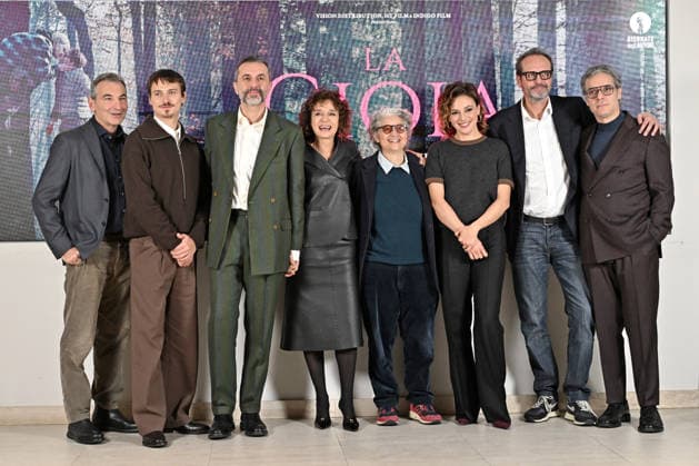 Photocall of the film La Gioia February 5, 2026, Rome. Presentation of the film La Gioia. Pictured is director Nicolangelo Gelormini and the cast, including Valeria Golino, Saul Nanni, Jasmine Trinca, and Francesco Colella. Producers Nicola Giuliano, Viola Prestieri, and Gennaro Formisano., Credit:Maria Laura Antonelli Avalon Italy., Rome Copyright: xMariaxLauraxAntonellix xAvalonx 1072313123