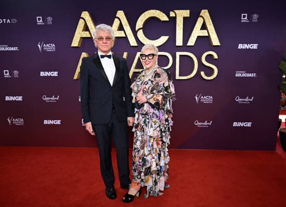 AACTA AWARDS 2026, Baz Luhrmann (left) and Catherine Martin (right) are seen posing for a photo on the red carpet at the 2024 AACTA Awards at HOTA in Surfers Paradise, Queensland, Friday, February 6, 2026. ( NO ARCHIVING BRISBANE QUEENSLAND AUSTRALIA  Copyright: xDARRENxENGLANDx 20260206179883253659
