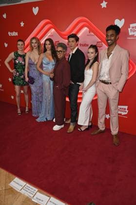 Jennifer Robertson, Christine Duann, Hayley Festeryga, Paris Berelc, Fawzia Mirza, Asher Angel, Adam Lewinson, Rosalie Turmel and Roshahn Dhoro at Tubi s Kissing Is The Easy Part Los Angeles Premiere held at The London on February 05, 2026 in Los Angeles, California Credit: USA - ZUMAa123 20260206_zaa_a123_024 Copyright: xAdMediax