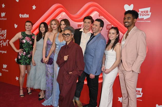 Jennifer Robertson, Christine Duann, Hayley Festeryga, Paris Berelc, Fawzia Mirza, Asher Angel, Adam Lewinson, Rosalie Turmel and Roshahn Dhoro at Tubi s Kissing Is The Easy Part Los Angeles Premiere held at The London on February 05, 2026 in Los Angeles, California Credit: USA - ZUMAa123 20260206_zaa_a123_028 Copyright: xAdMediax