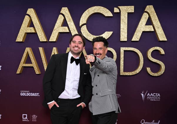 AACTA AWARDS 2026, Scott O Halloran and Luke O Halloran are seen posing for a photo on the red carpet at the 2024 AACTA Awards at HOTA in Surfers Paradise, Queensland, Friday, February 6, 2026. ( NO ARCHIVING BRISBANE QUEENSLAND AUSTRALIA  Copyright: xDARRENxENGLANDx 20260206115319549813