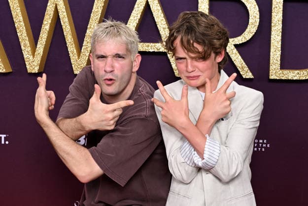 AACTA AWARDS 2026, Danny Philippou (left) and Jonah Wren Phillips (right) are seen posing for a photo on the red carpet at the 2024 AACTA Awards at HOTA in Surfers Paradise, Queensland, Friday, February 6, 2026. ( NO ARCHIVING BRISBANE QUEENSLAND AUSTRALIA  Copyright: xDARRENxENGLANDx 20260206199703120247