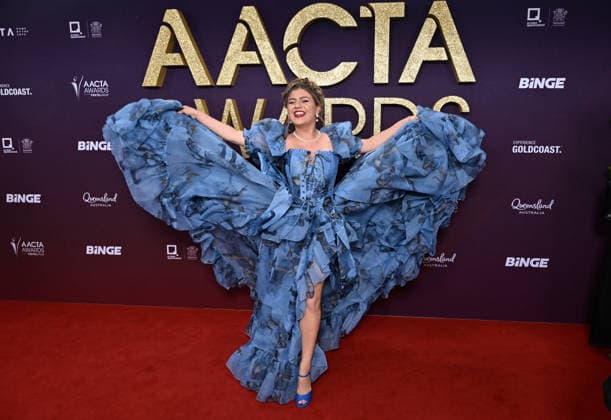 AACTA AWARDS 2026, Esme James is seen posing for a photo on the red carpet at the 2024 AACTA Awards at HOTA in Surfers Paradise, Queensland, Friday, February 6, 2026. ( NO ARCHIVING BRISBANE QUEENSLAND AUSTRALIA Copyright: xDARRENxENGLANDx 20260206164968645797