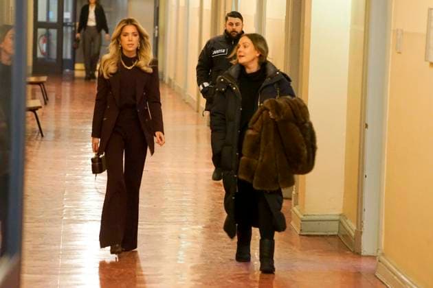Sylvie Francoise Meis as a witness with her lawyer in the Hamburg Criminal Court Sievekingsplatz on 06 02 2026 Trial against the defendant M accused of joint residential burglary for having stolen handbags and jewelry worth over 500,000 euros Hamburg Germany