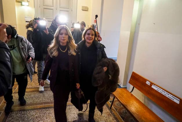 Sylvie Francoise Meis as a witness with her lawyer in the Hamburg Criminal Court Sievekingsplatz on 06 02 2026 Trial against the defendant M accused of joint residential burglary for having stolen handbags and jewelry worth over 500,000 euros Hamburg Germany