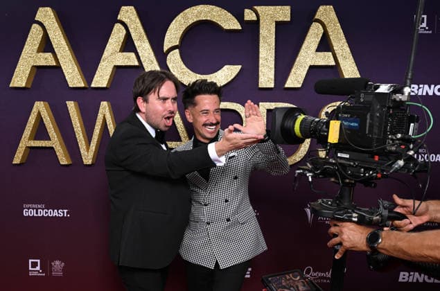 AACTA AWARDS 2026, Scott O Halloran and Luke O Halloran are seen posing for a photo on the red carpet at the 2024 AACTA Awards at HOTA in Surfers Paradise, Queensland, Friday, February 6, 2026. ( NO ARCHIVING BRISBANE QUEENSLAND AUSTRALIA Copyright: xDARRENxENGLANDx 20260206125496869271