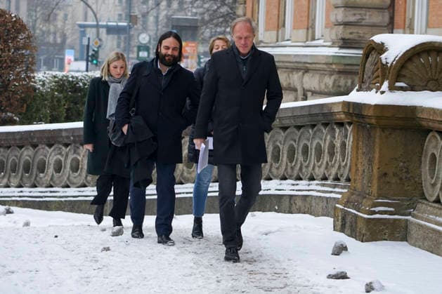 Gerhard Delling TV presenter Christina Block entrepreneur with her defense lawyer Ingo Bott and her defense lawyer Paula Wlodarek the defense lawyers and defendants come as usual on foot to the hearing at the trial for alleged child abduction in the Hamburg Regional Court Criminal Justice Building abduction case of the Block children Hamburg Germany
