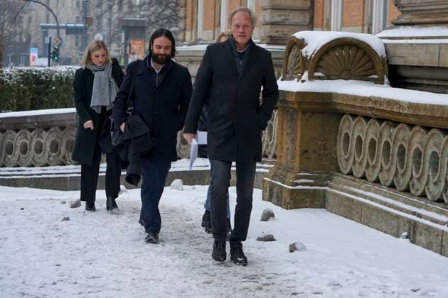 Gerhard Delling TV presenter Christina Block entrepreneur with her defense lawyer Ingo Bott and her defense lawyer Paula Wlodarek the defense lawyers and defendants come as usual on foot to the hearing at the trial for alleged child abduction in the Hamburg Regional Court Criminal Justice Building abduction case of the Block children Hamburg Germany